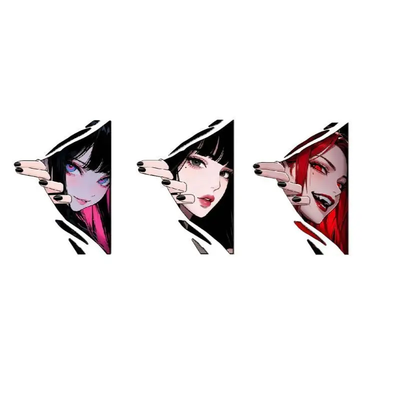 3pcs/set Anime Girl Eye Car Sticker Creative Cartoon Vinyl PVC Decal For Auto Motorcycle Suitcase Gamer Computer Case Waterproo