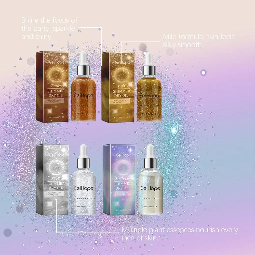 Pearl Glitter Body Highlighter Oil Naturally Brightening Liquid High Gloss Shimmer Facial Contouring Bronzers Shimmer Makeup