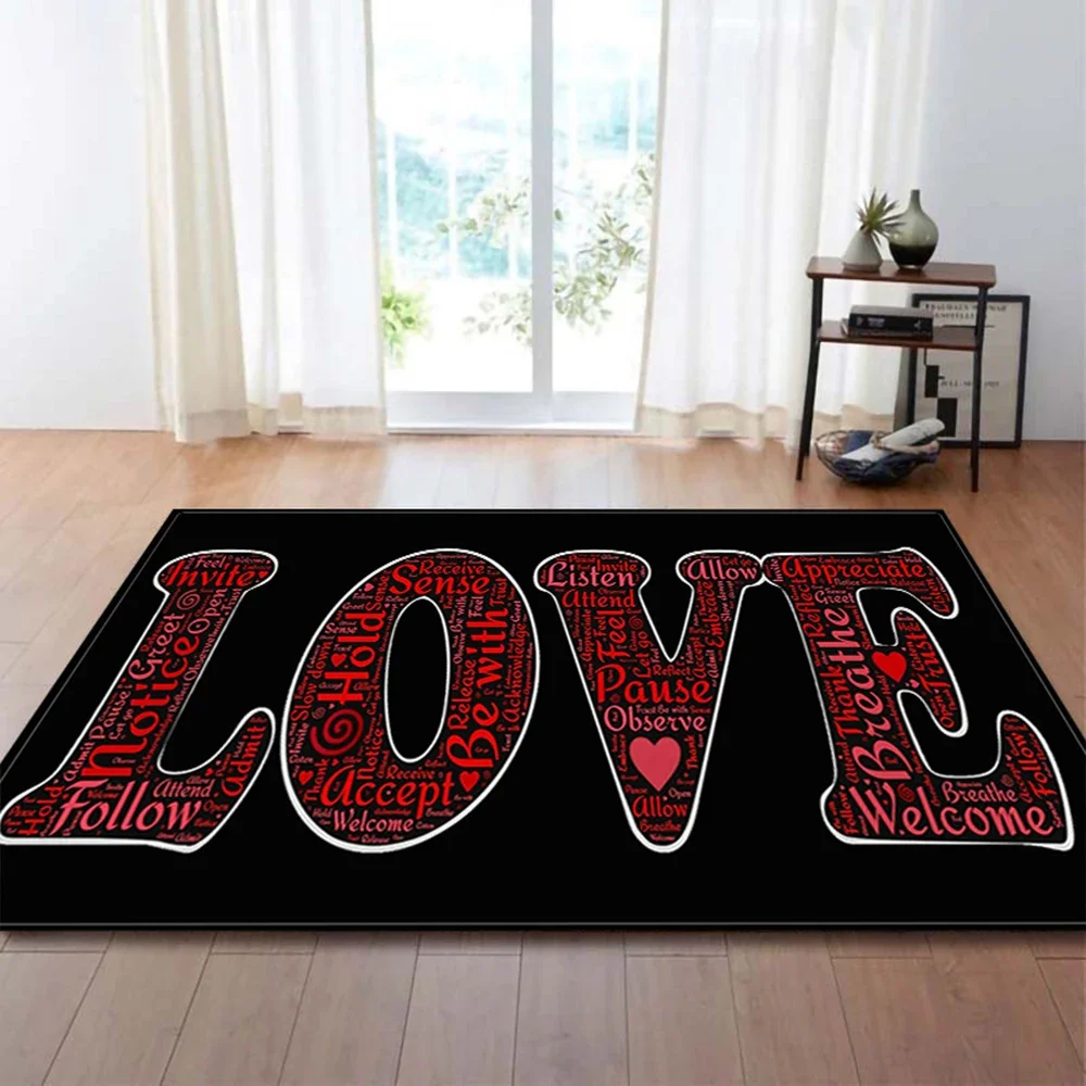 Welcome Love Heart Carpet Home Decor Floor Mats Entrance Interior Doormats Corridor Anti-Slip Carpets for Bedroom Decoration