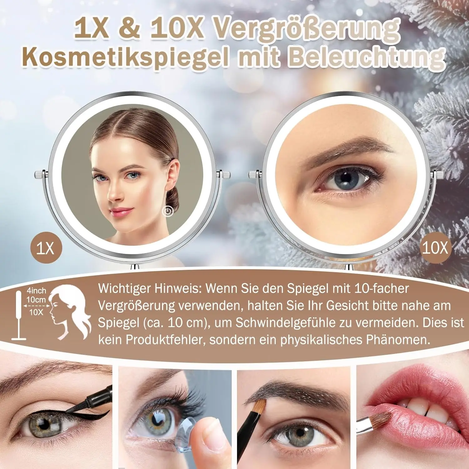 LED الغرور ضوء قابلة للشحن ملء الضوء لخزانة غرفة نوم سطح المكتب ماكياج ملء الضوء أضواء مرآة داخلية مزدوجة الجوانب