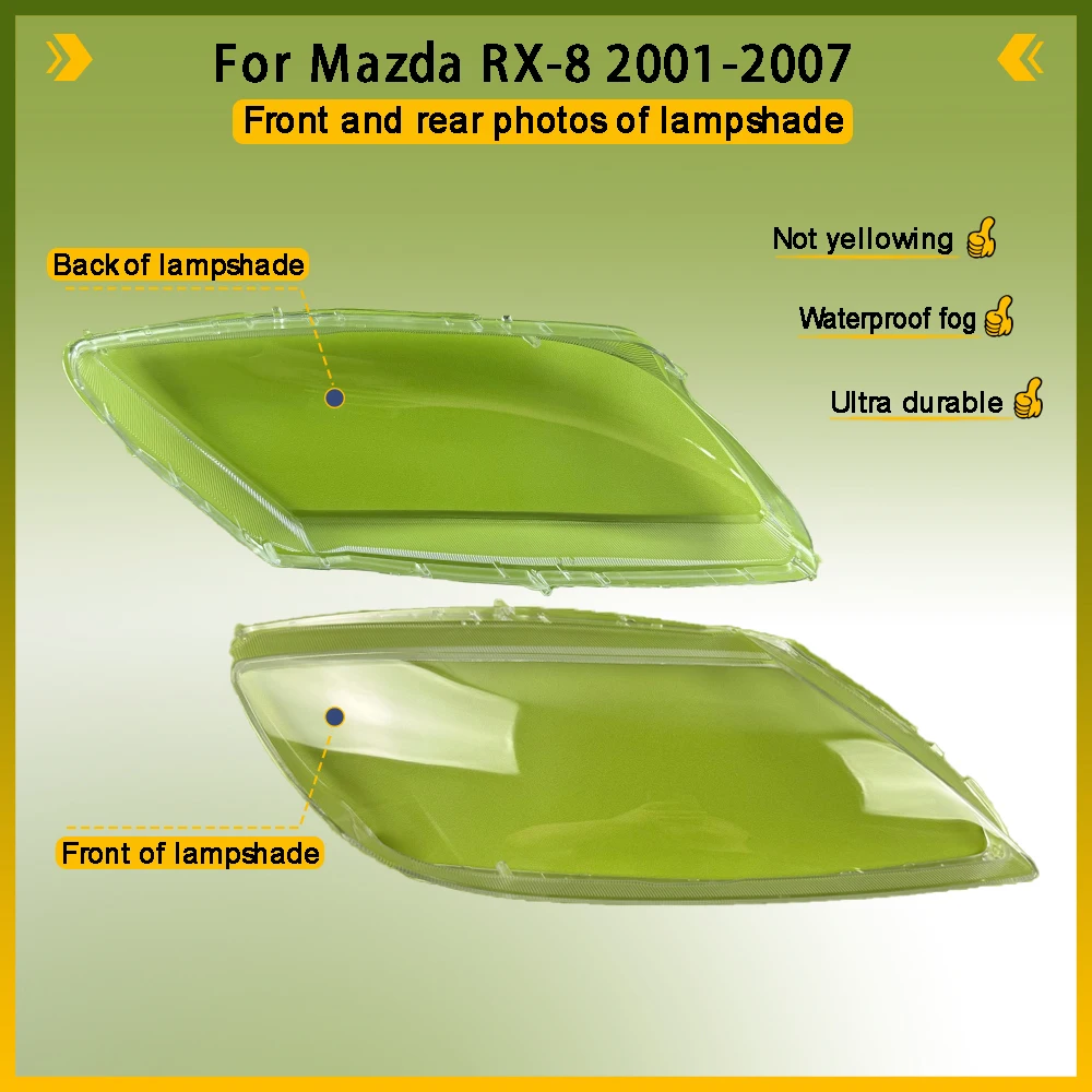For Mazda RX-8 2001 - 2007 Auto Light Caps Car Headlamp Cover Transparent Lampshade Headlight Shell Replace Original Lens