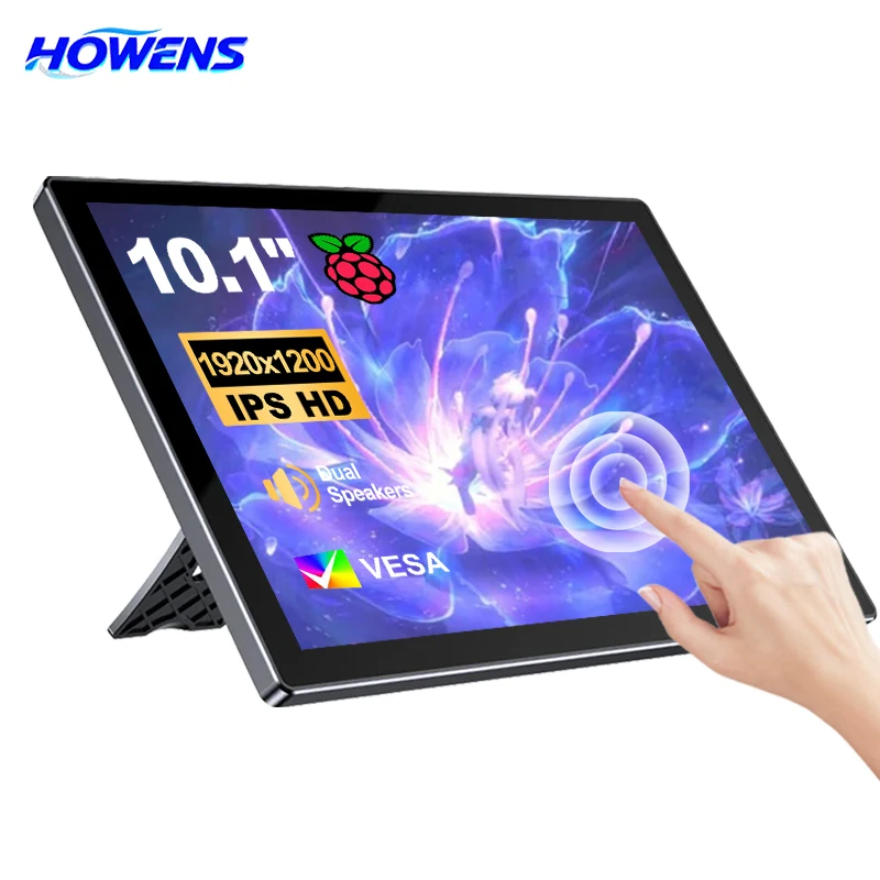 10.1IPS Capacitive Touch Monitor All-in-One Enclosure w/Dual Cooling Fan For Raspberry Pi 5/4/3 Banana Orange Pi Driver-Free DIY