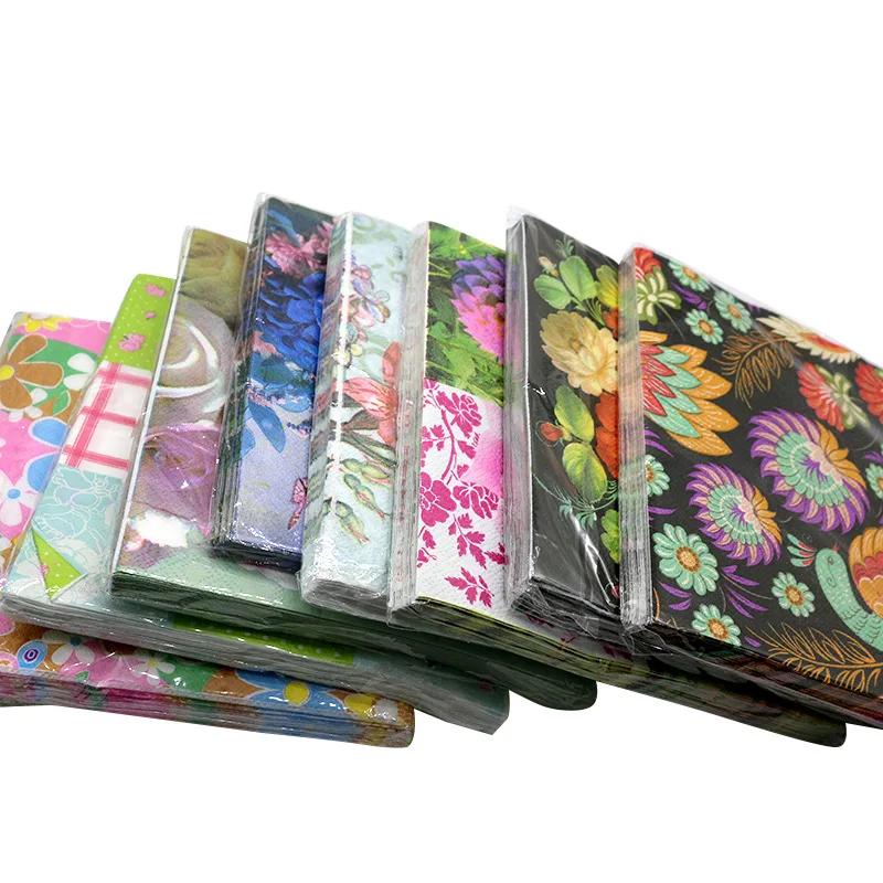 20 Pcs Disposable Napkins Virgin Wood Pulp Color Printing Napkin Facial Tissue Double Square Tissue Hotel Restaurant Multicolor