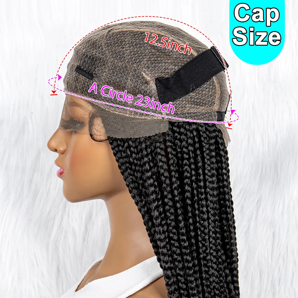 40 Inch Cornrow Synthetische Vlechten Pruiken Full Lace Pruik Vierkante Doos Gevlochten Knooploze Pruik Voor Zwarte Vrouwen