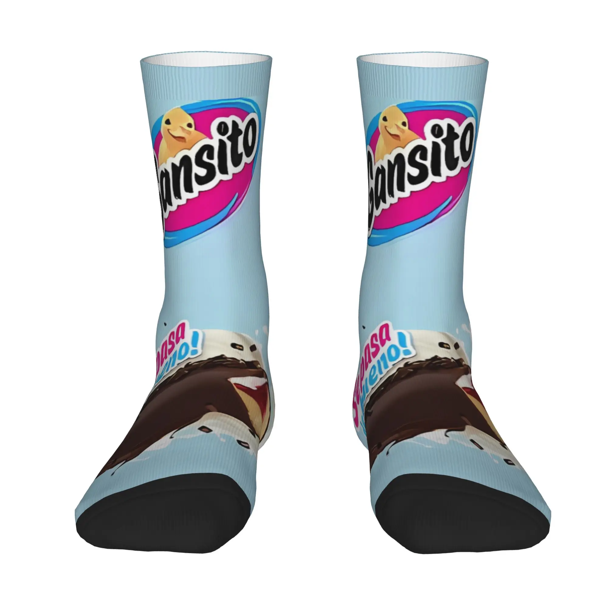 1 Pair Funny Sock Gansito Chocolatey Snack Harajuku Seamless Pattern Printed Men Crew Socks Casual Men's Socks