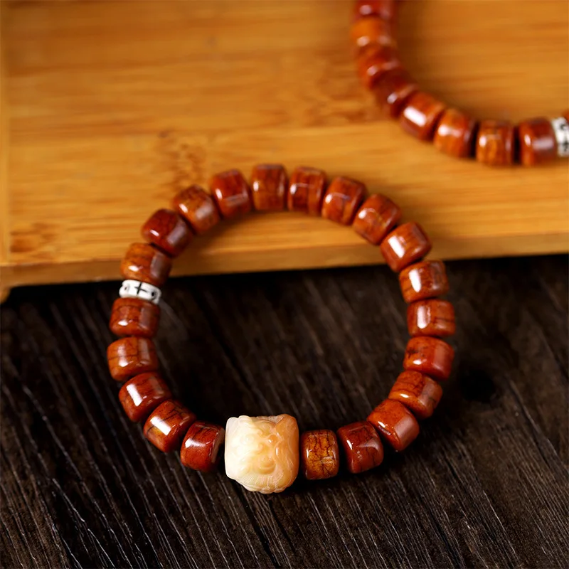 

Винтажный браслет из натуральных костяных бусин с резьбой Бодхи и изображением пробуждающегося льва, культурные бусины-подвески, аксессуары для рук для мужчин и женщин