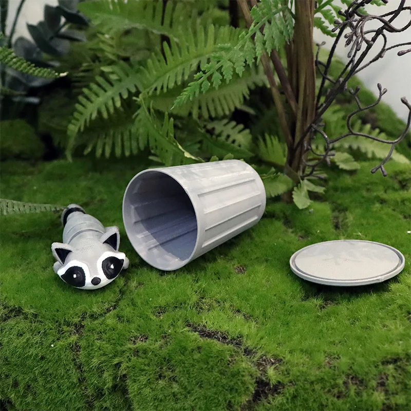Cute 3d Printed Movable Racoon Articulating Fidget Racoon With Rubbish Can Naughty Panda Toy Relaxing Emotion Fidget Toy Gifts