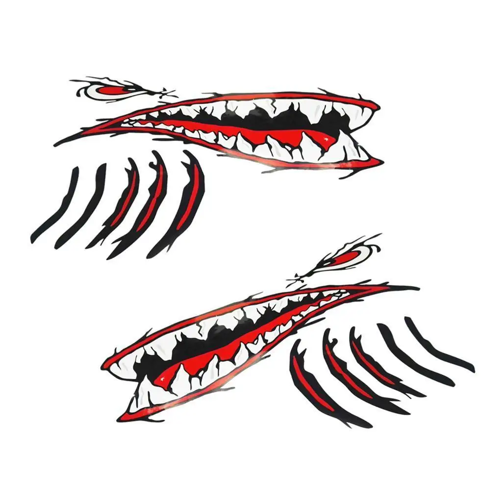 2 Pcs M2178 Shark Mouth Decals Sticker Kayak Canoe