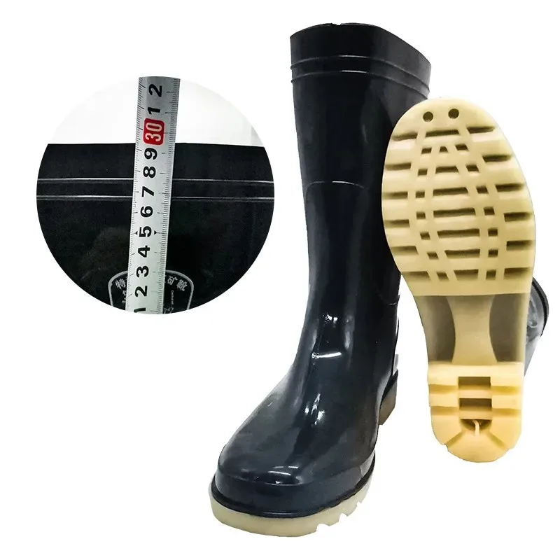 Botas de Lluvia para Hombre, de PVC, Impermeables, para Pesca, Protección Laboral, de Media Pantorrilla, con Suela de Tendón de Res