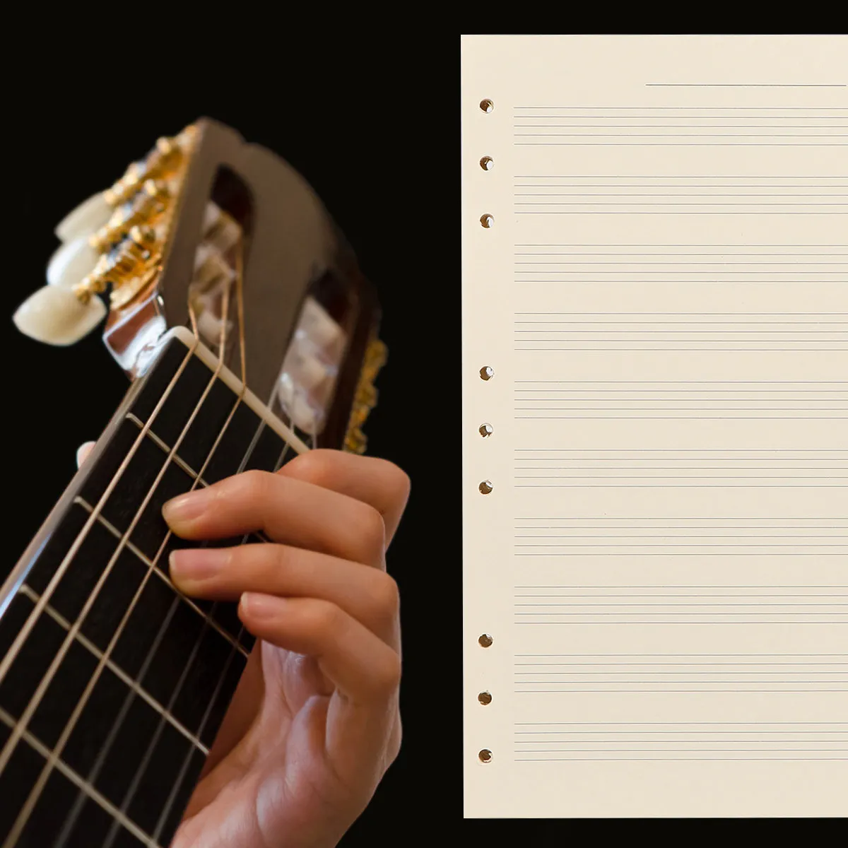 100 Sheets 3Mm Line Spacing Music Manuscript Paper Loose-Leaf Blank Sheet Music Refill for Composers Beginners Musicians