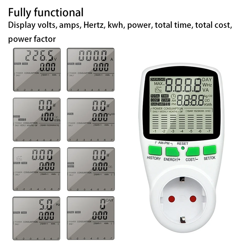 Compteur d'énergie numérique TTKK AC, wattmètre, puissance, électricité, souverain, compteur de puissance h, analyseur de puissance EU, prise de moniteur, prise EU, chaud