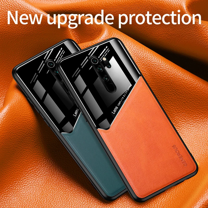 For Redmi Note 8 Pro Case PU Leather & Glossy Back Cover Soft Frame Phone Case for Xiaomi Redmi Note8 Note 8 Pro 9 9S 10 10S