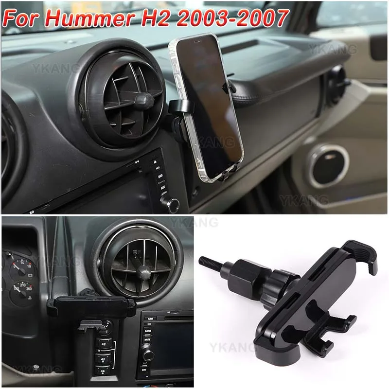 Phone Holder For Hummer H2 2003-2007 Aluminum alloy Black Car Air Vent Mobile Phone Holder Car Phone Holder Car Accessories