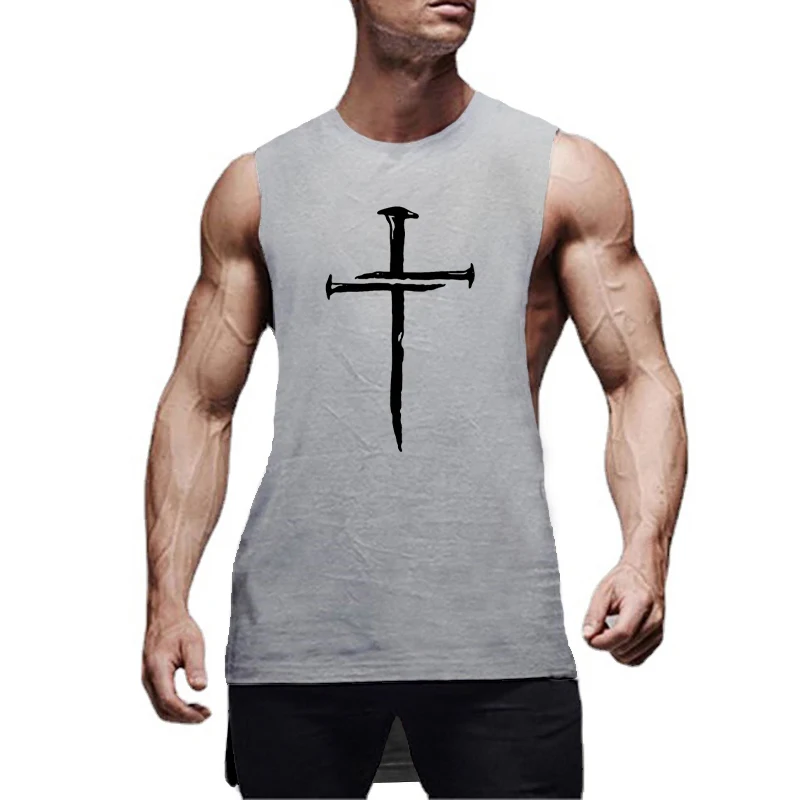 Mens Fitness Sport Loose Clothing Gym Bodybuilding Tank Tops Extend Cut Off Sleeveless Cotton T-Shirts Workout Muscle Singlets