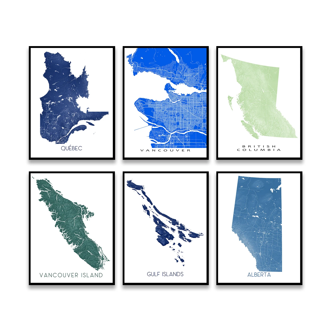 ادمونتون. كالغاري. فانكوفر. ألبرتا. بريطانيا. الربيع الملح. كيبيك. مونتريال. خريطة ألوان شارع المدينة. ملصق فني لتزيين جدران المنزل