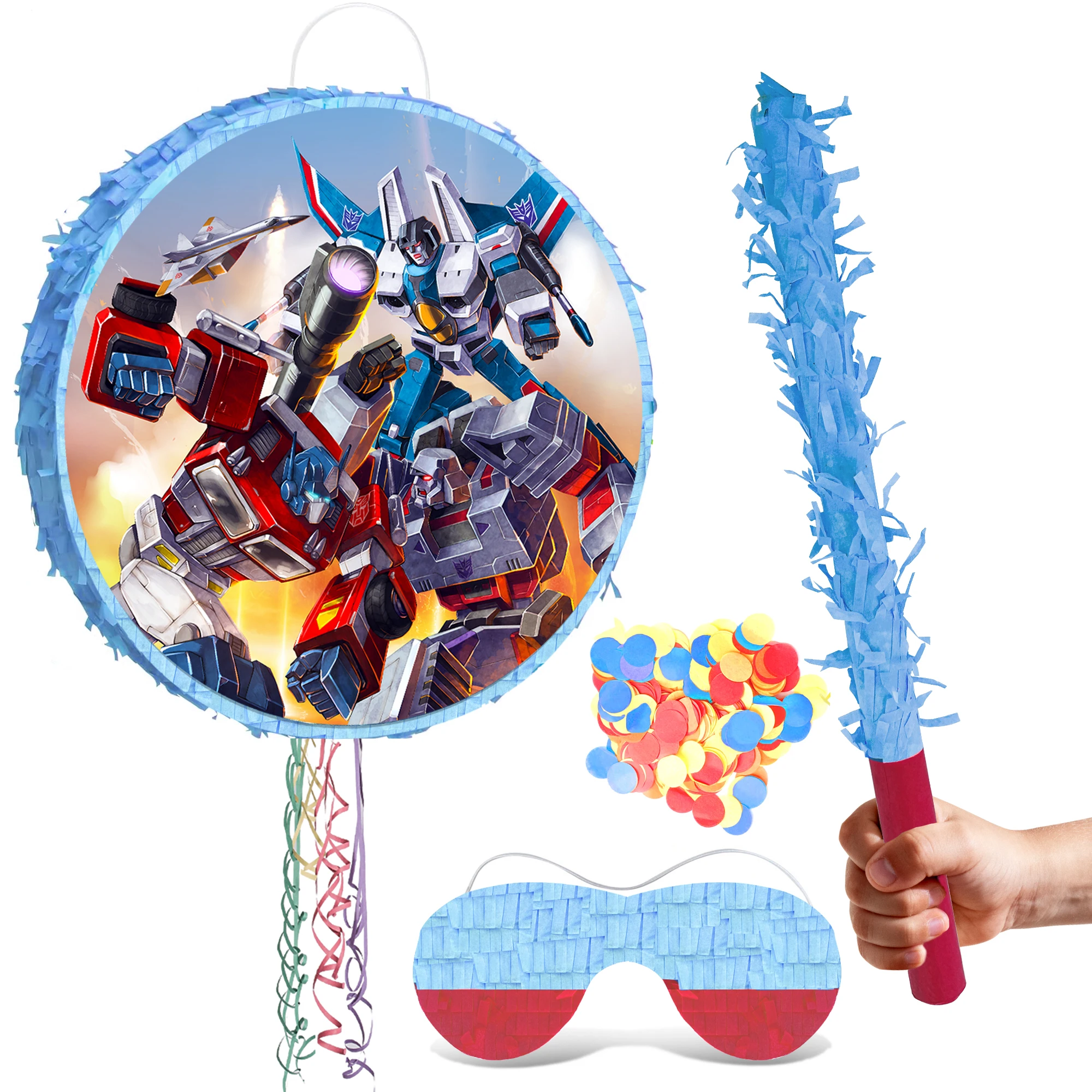 محولات بيناتا مستديرة، 4 قطع مجموعة محولات بيناتا - محولات موضوع بيناتا والمحولات عصا بيناتا للحفلات معصوب العينين وما إلى ذلك