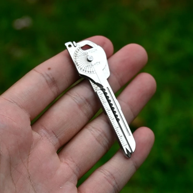 1pc 8-in-1 Multifunction Bottle Opener Screwdriver Key Shape Phillips Screwdrivers Keychain Pocket Repair Tool image 4
