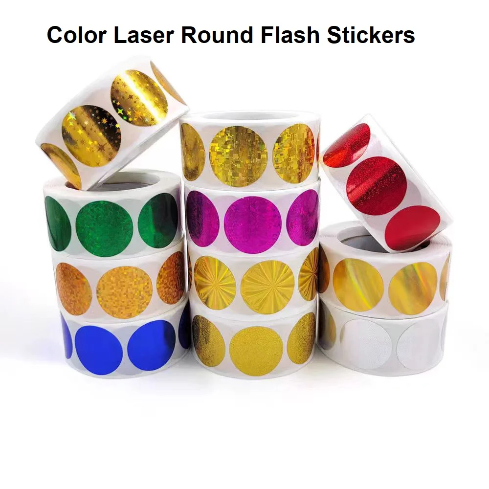 500pcs/roll color laser round flash stickers 25mm Gifts packaging paste sealing stickers