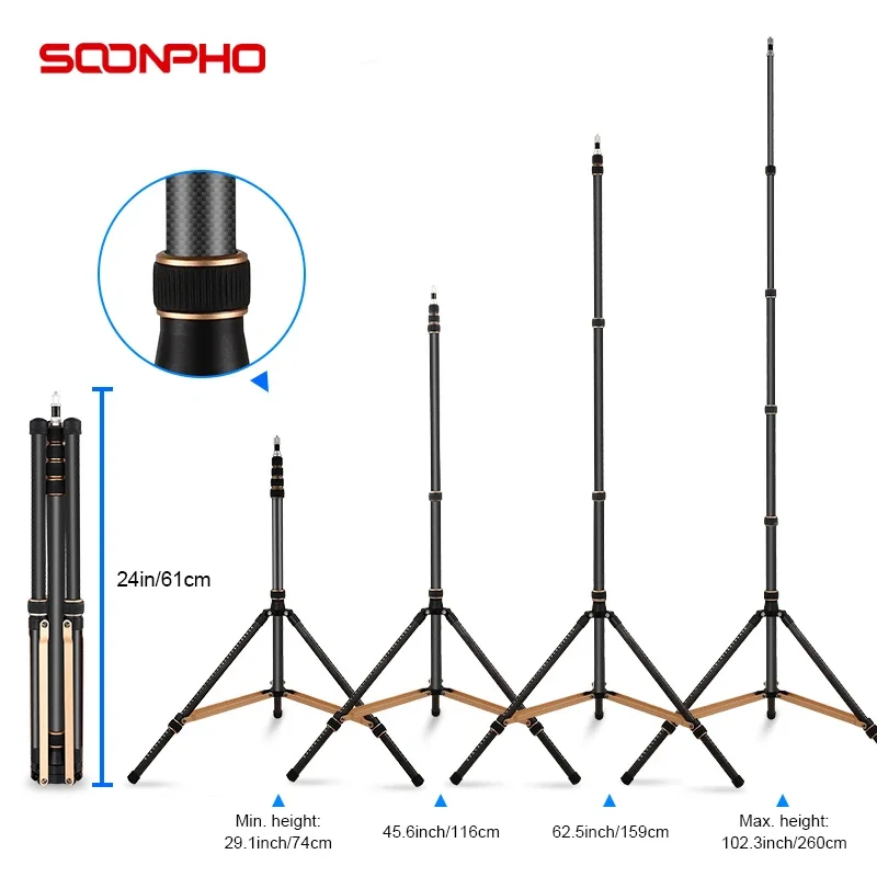 

Soonpho Tripod LS255C LS285C 200cm 270cm Carbon Fiber /Aluminum Light Stand For Photography Studio Softbox Godox Light Flash