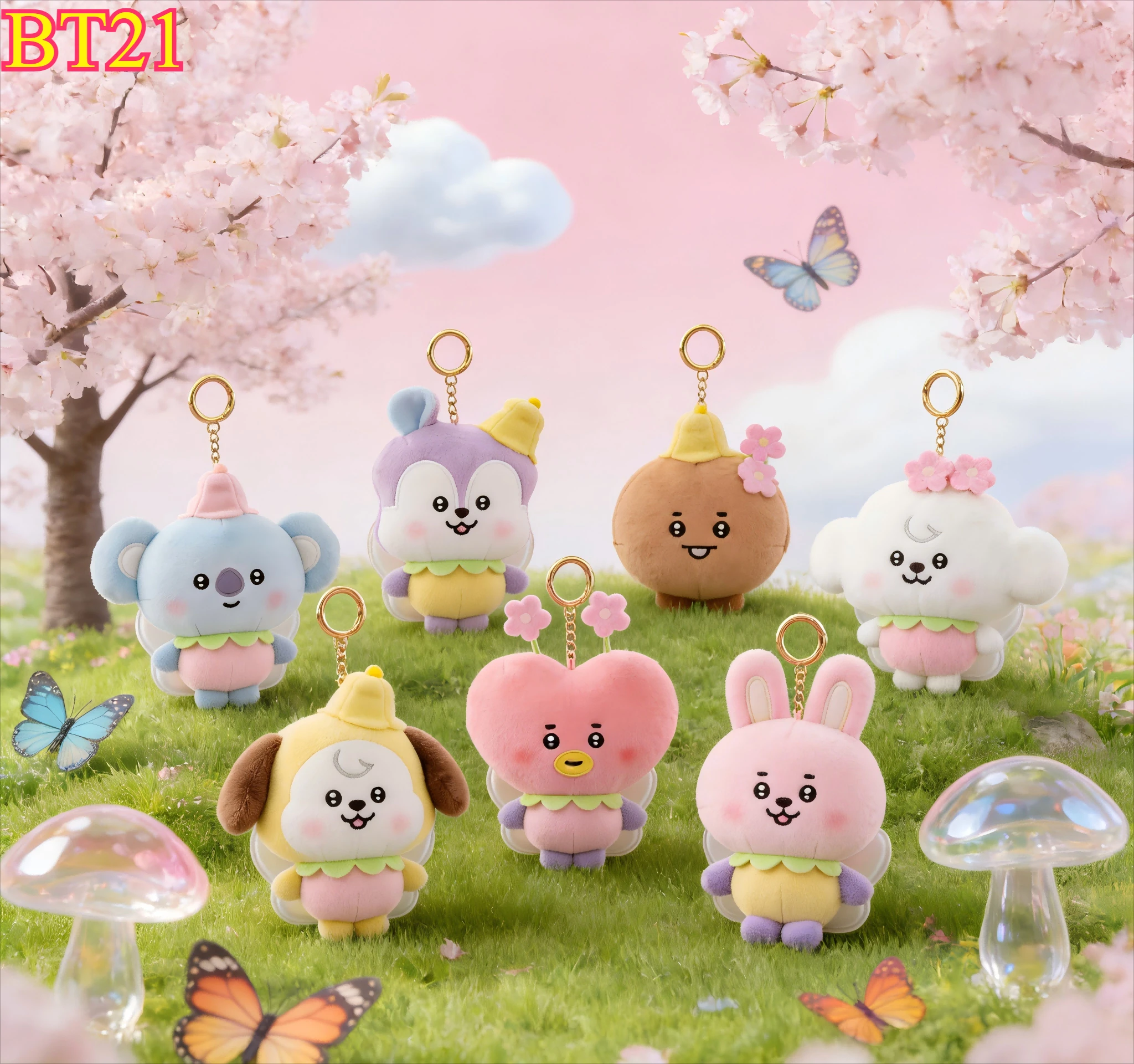 

Брелок-подвеска BT21 Chimmy Cooky Koya Shooky Tata: креативный аниме-аксессуар, милая мультяшная декоративная кукла для рюкзака