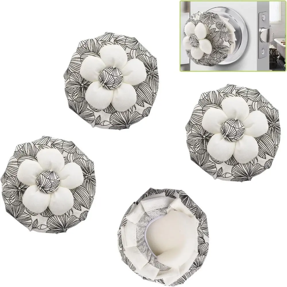 Reusable Cotton Door Handle Covers Anti-Static Anti-Slip Door Knob Decorative Covers Floral Soft Door Knob Covers Wardrobe