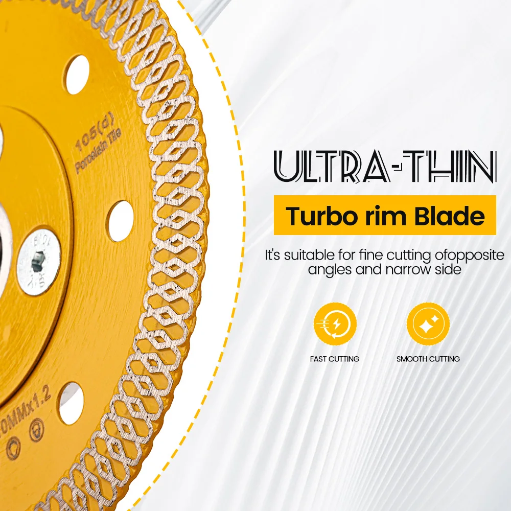 Super Thin Diamond Saw Blade 105 มม./115 มม./125 มม.5/8 "-11 หน้าแปลนสําหรับตัดกระเบื้องพอร์ซเลนเครื่องมือตัดหิน