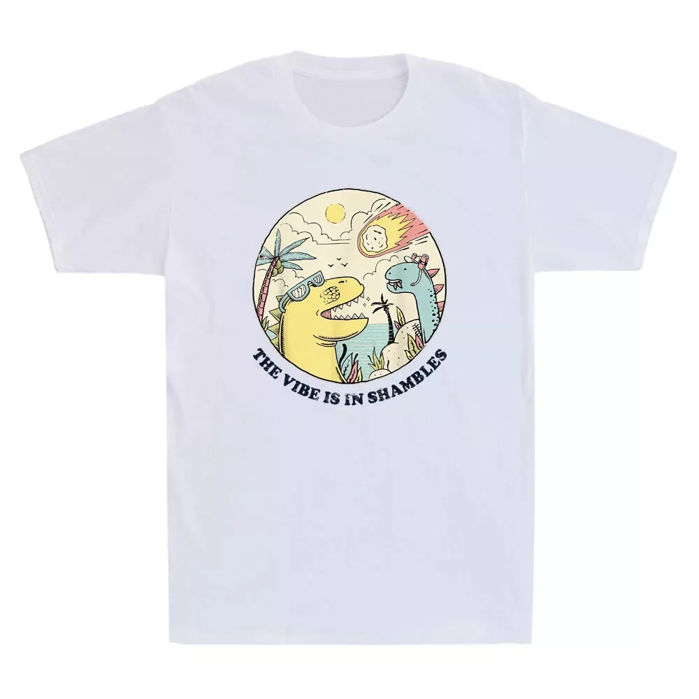 The Vibe Is in Shambles Funny Dinosaur Cartoon Vintage Men's T-Shirt