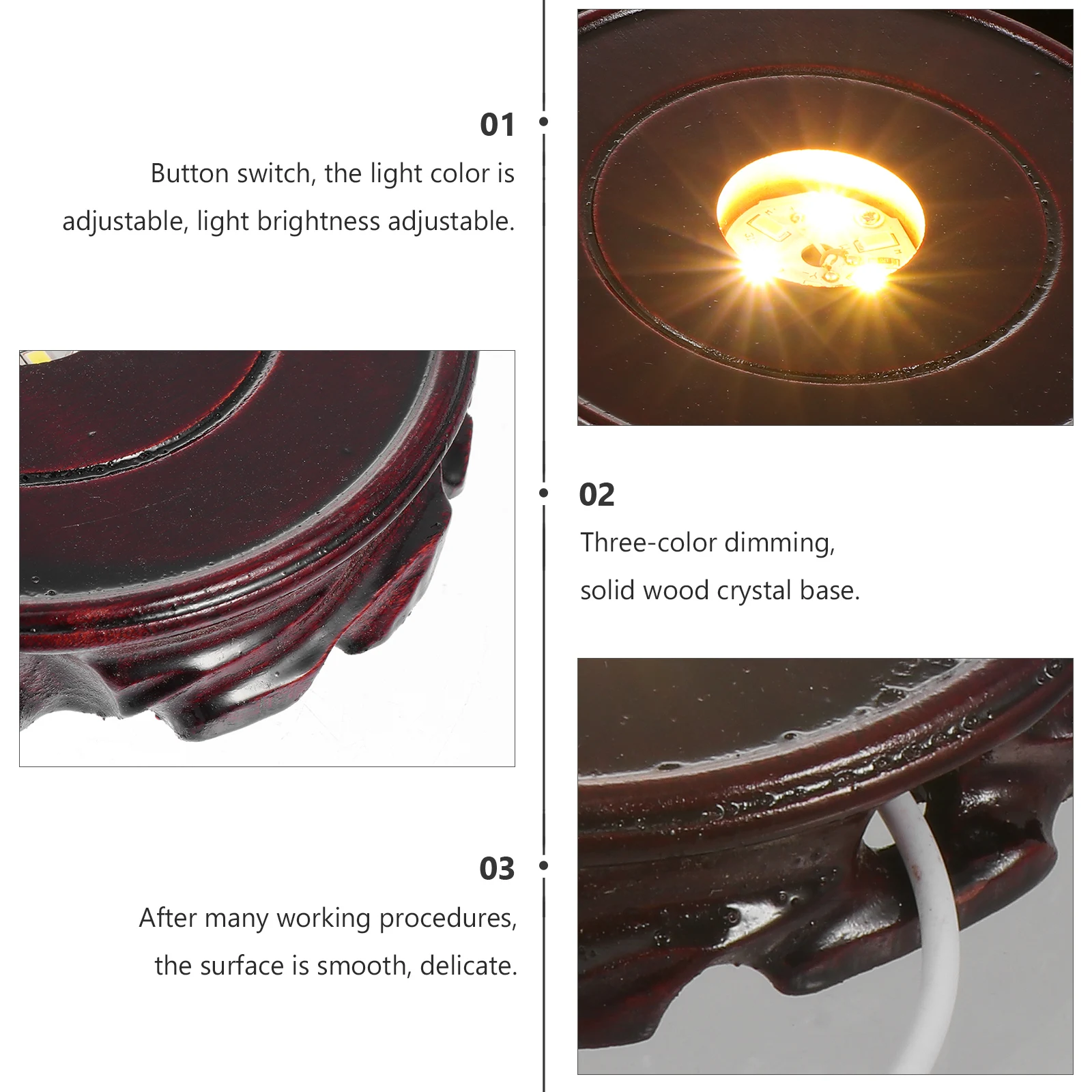 

Light Base Led Bases Lighted Display Stand Round for Centerpiece Wood Coffee Crystal Mother