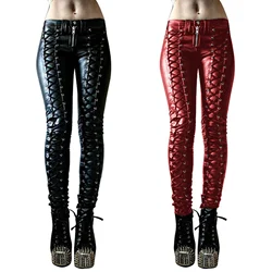 Curvy Women Pants High Waist Faux Leather Pencil Pants with Zipper Decor for Women Slim Fit Solid Color Long