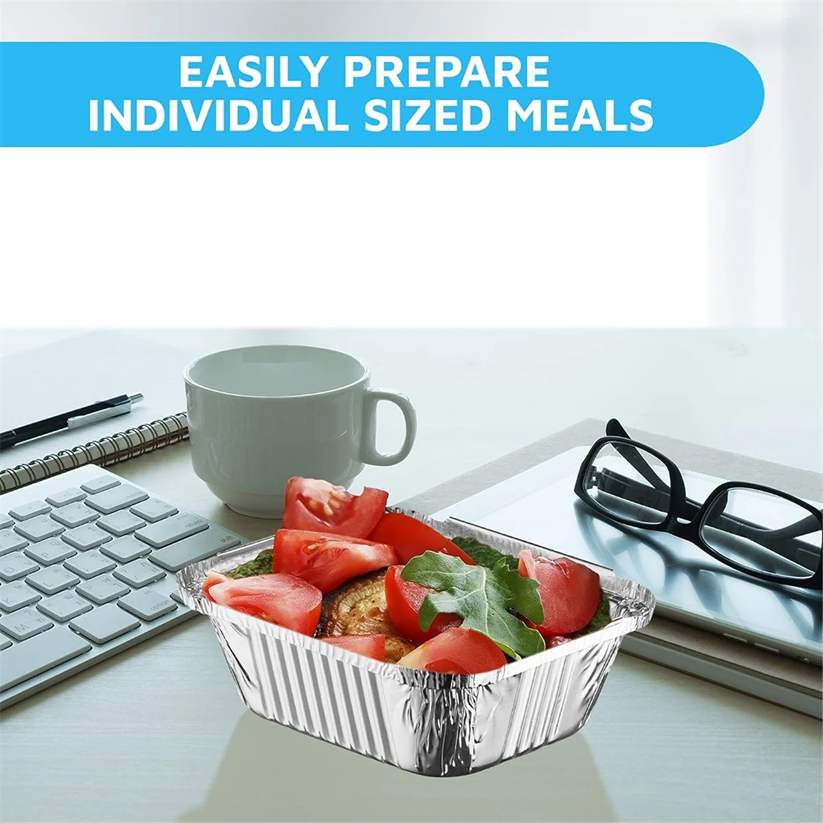 

Disposable Takeaway Pan with Transparent Lid, Rectangular Aluminum Foil Tray, Tightly Sealed, 410ml Capacity HOT