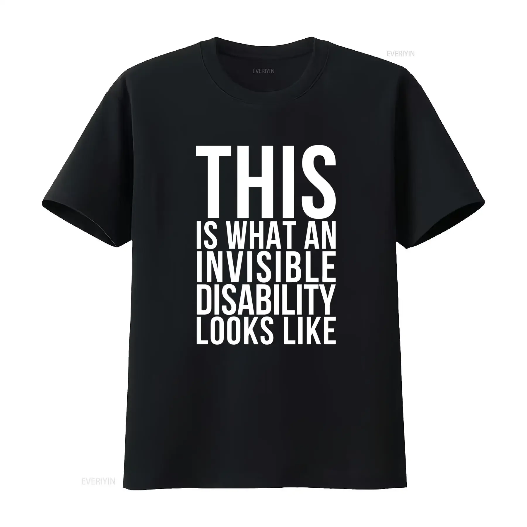 Streetwear Invisible Disability Slogan Print Casual T Shirt vintage Washed Unisex Soft Slightly streetwear Stylish