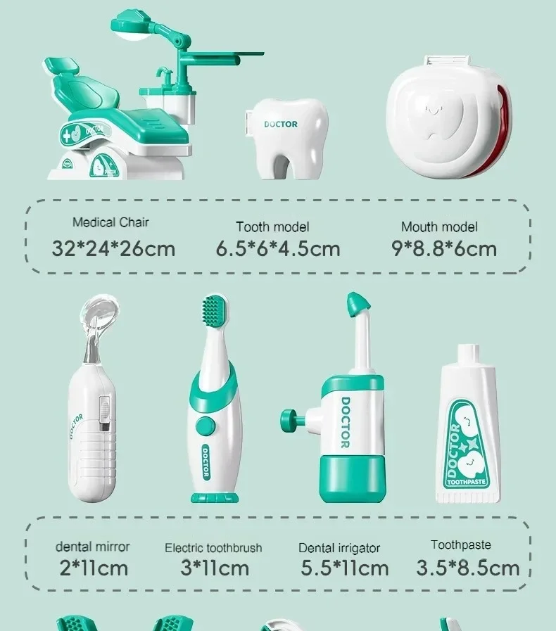 Ensemble de jouets de simulation de médecin pour enfants, jeu de scène, dentiste, outils d'infirmière, cadeaux de jouet d'établissement médical