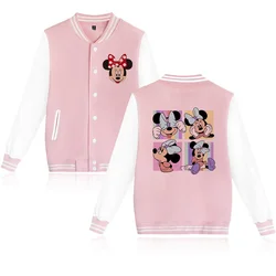 Veste de baseball dessin animé pour enfants, sweat à capuche Minnie Mouse, sweat-shirt anime Disney, haut pour bébé, vêtements pour enfants, filles et garçons