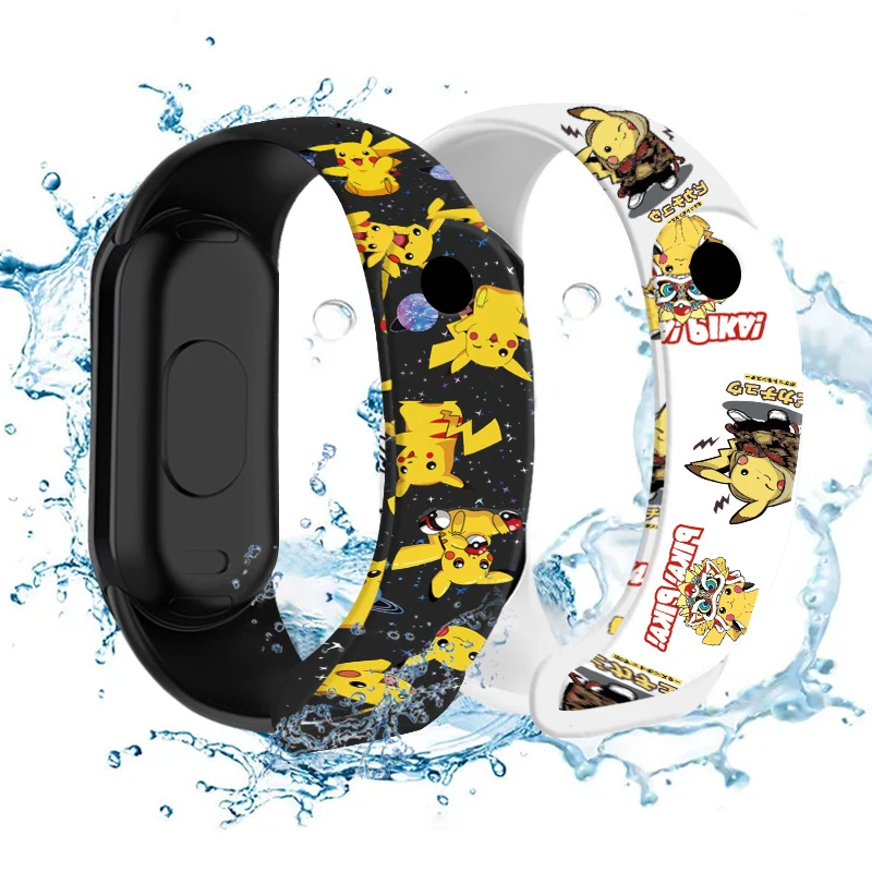 Pokemon Strap LED Electronic Watch Fashion Colorful Bracelet Touch Waterproof Anime Character Pikachu Kid Digital Watches