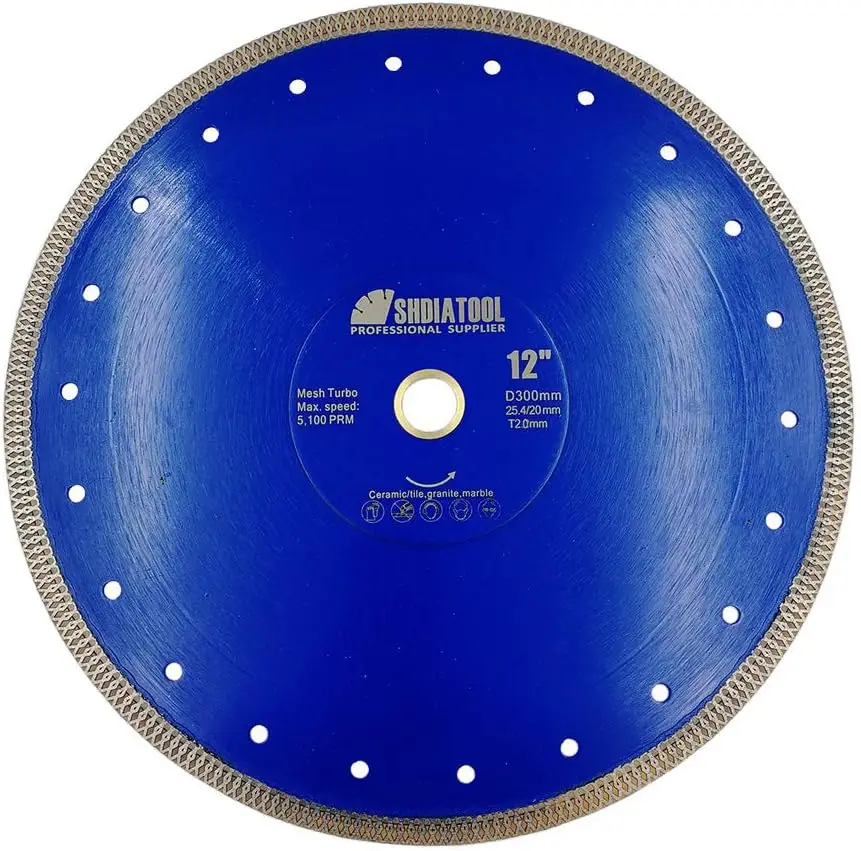 

12-Inch Diamond Saw Blade Cutting Disc for Porcelain Tile Ceramic Granite Marble Brick Turbo Cutting Wheel on Angle Gr