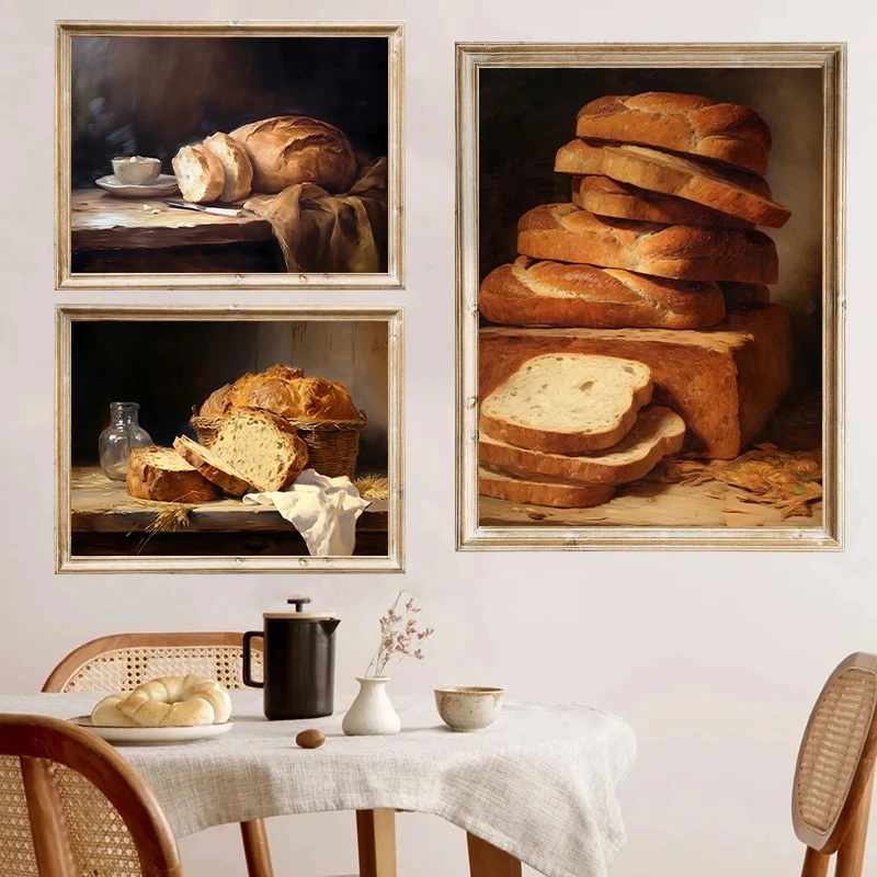 Pizza Cheese Sourdough Bread Strawberry Retro Food Poster Prints Canvas Printing Wall Cooking Art Picture for Kitchen Home Decor