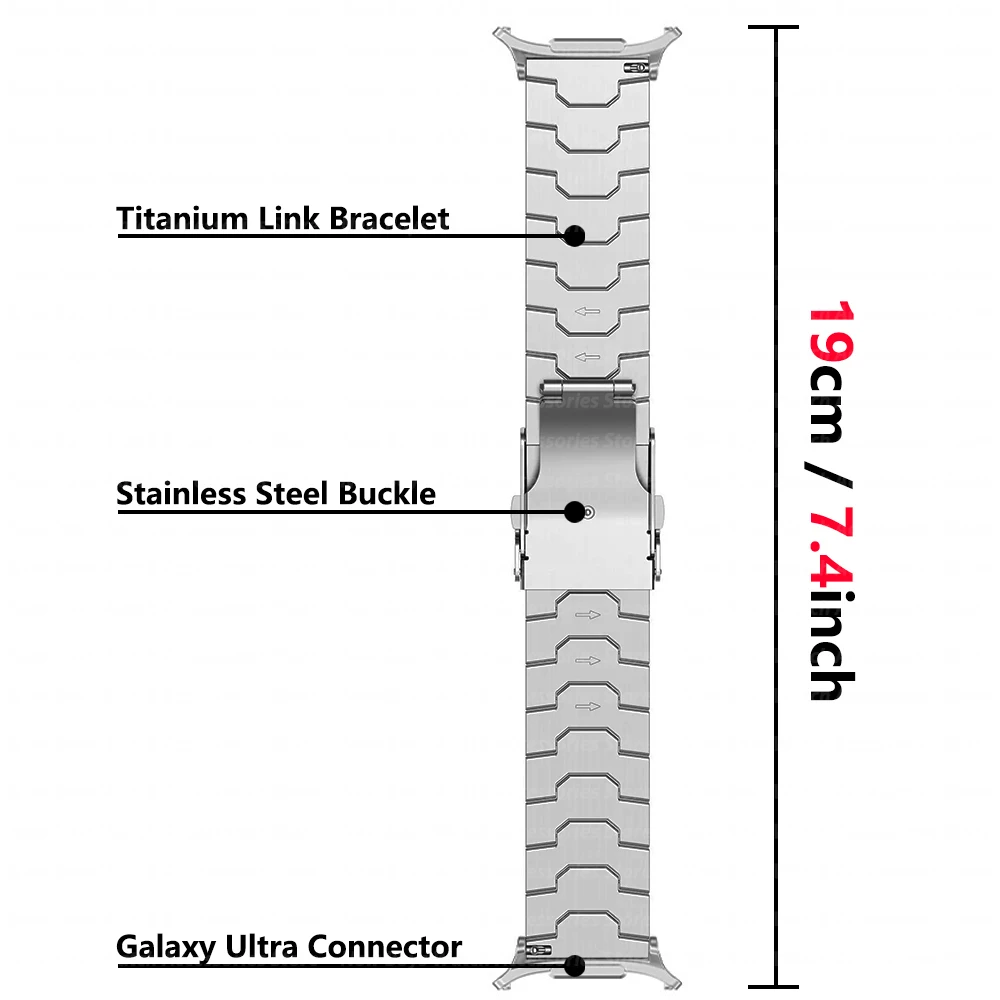 Men Titanium Metal Band for Samsung Galaxy Watch Ultra 47mm Titanium Strap for Galaxy 47mm Ultra No Gaps Curved End Bracelet