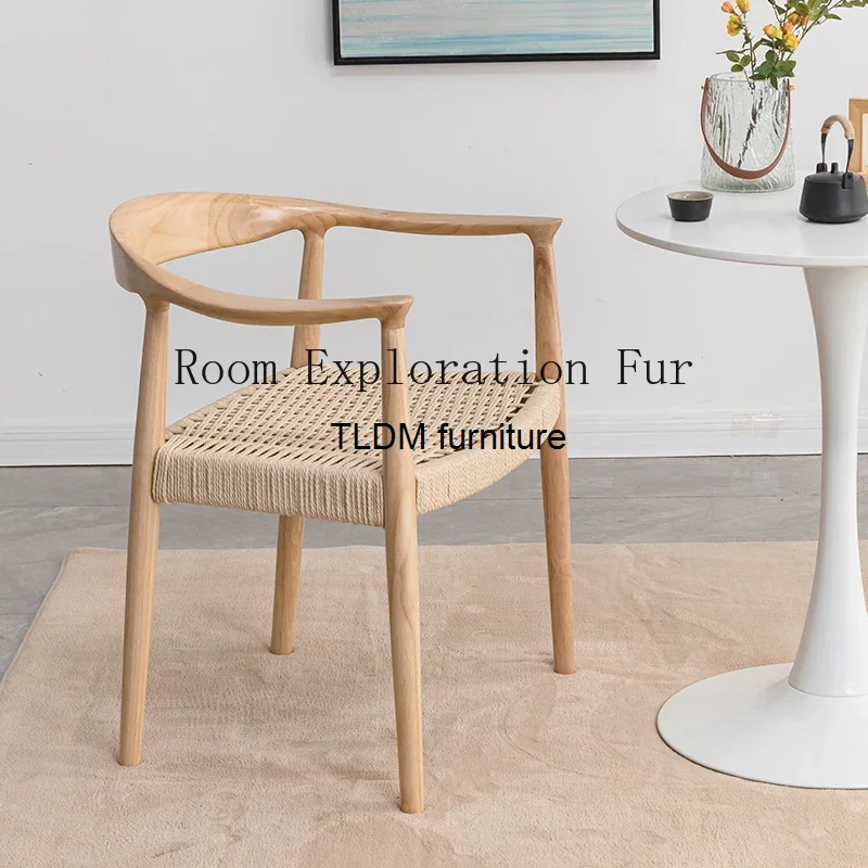 Wooden Vanity Dining Chairs Modern Restaurant Kitchen Office Arm Dining Chair Rattan Wedding Silla Comedor Home Furniture BL50CY