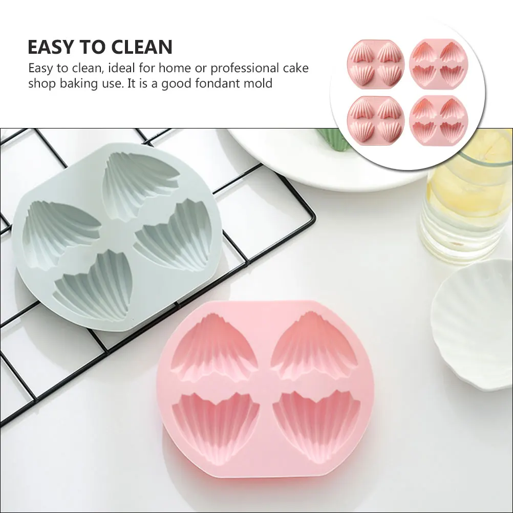 

4 Pcs Heart Cake Mold Madeleine Molds for Baking Silicone Pan Mini Madelline Silica Gel Silivone