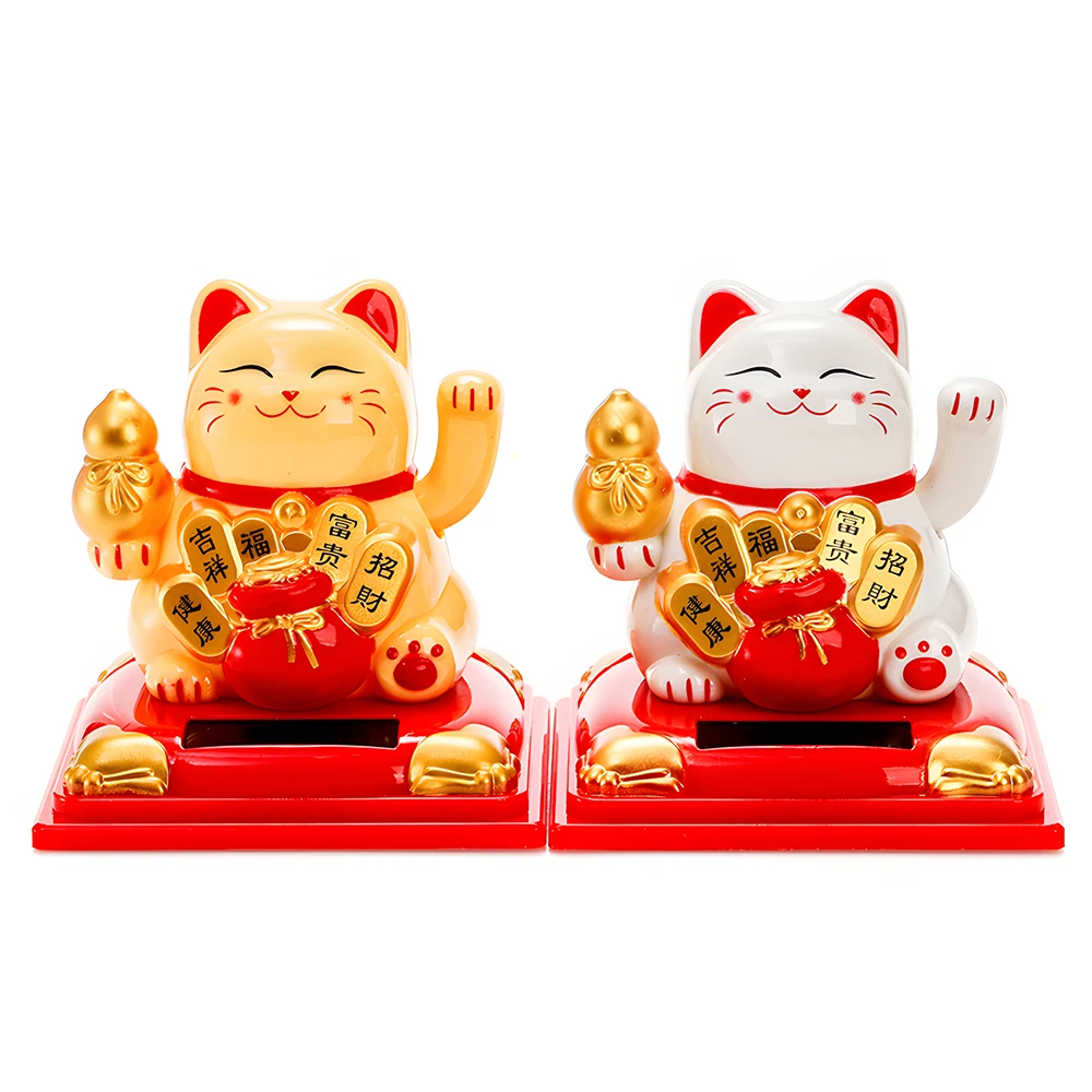 قطة محظوظة مموجة تعمل بالطاقة الشمسية، زخرفة لطيفة وساحرة، زخرفة لطيفة ومتينة وصديقة للبيئة