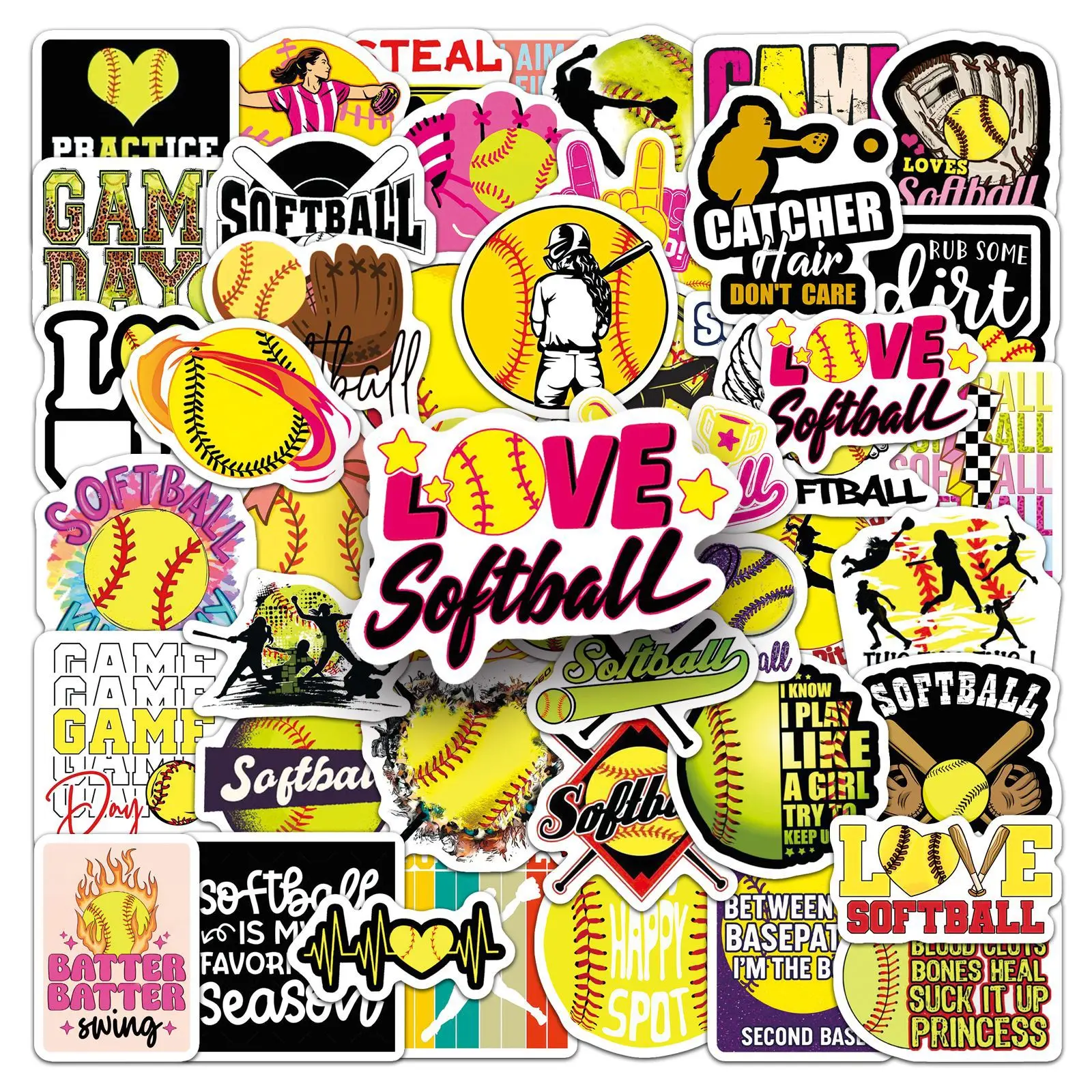10/50 autocollants de sport de softball, dessin animé, personnalité, graffiti, imperméables, décalcomanies, jouets pour bagages, boîte à lettres, album de scrapbooking, journal intime