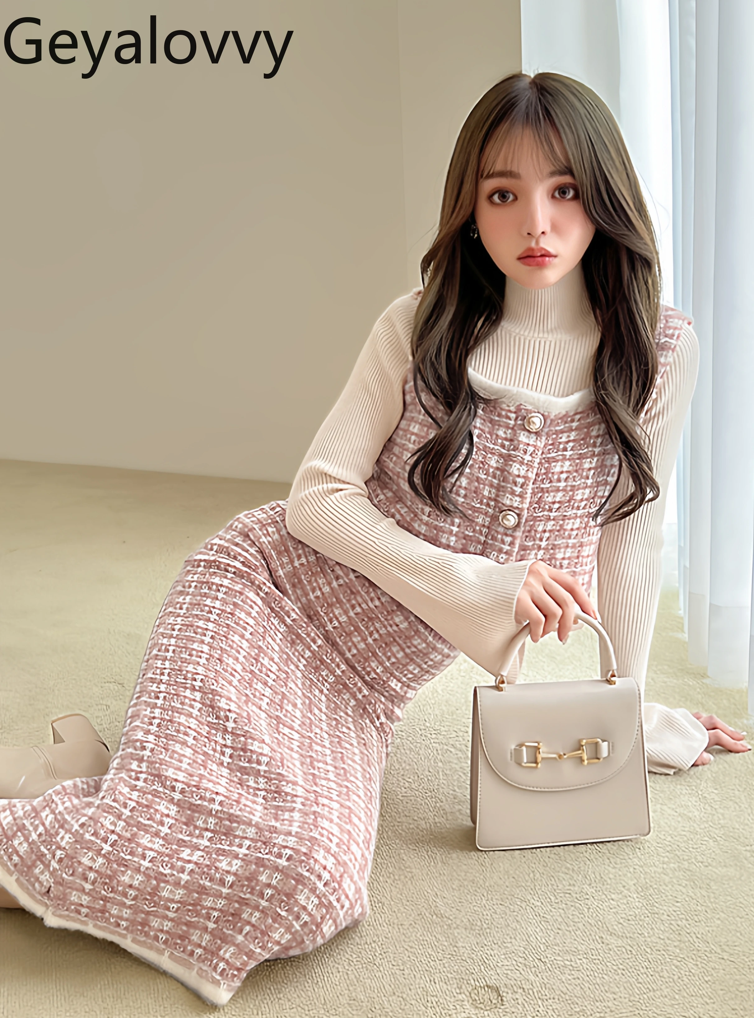 

Fashion 2025 New Japanese Style New Plaid Camisole Top + Back Slit Straight Skirt Set Elegant Two Piece Sets for Women Summer