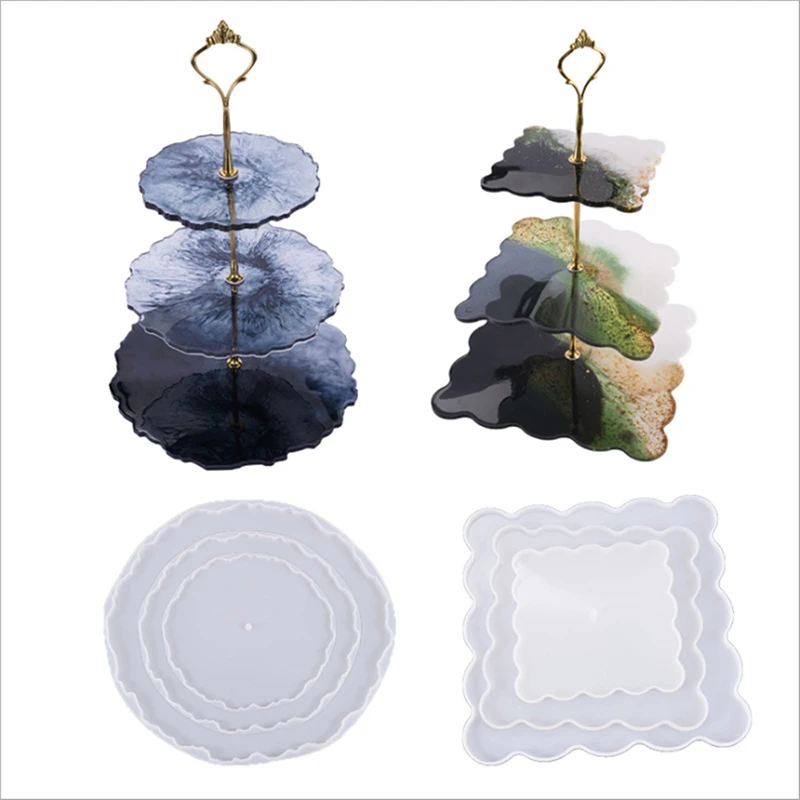 DIY Crystal Silicone Mold Three-layer Fruit Plate Tea Plate Epoxy Resin Mold