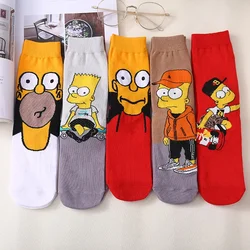 Chaussettes en coton peigné pour hommes et femmes, motif de dessin animé, heureux, Harajuku, roman de personnalité, intéressant, nouveau, 2021