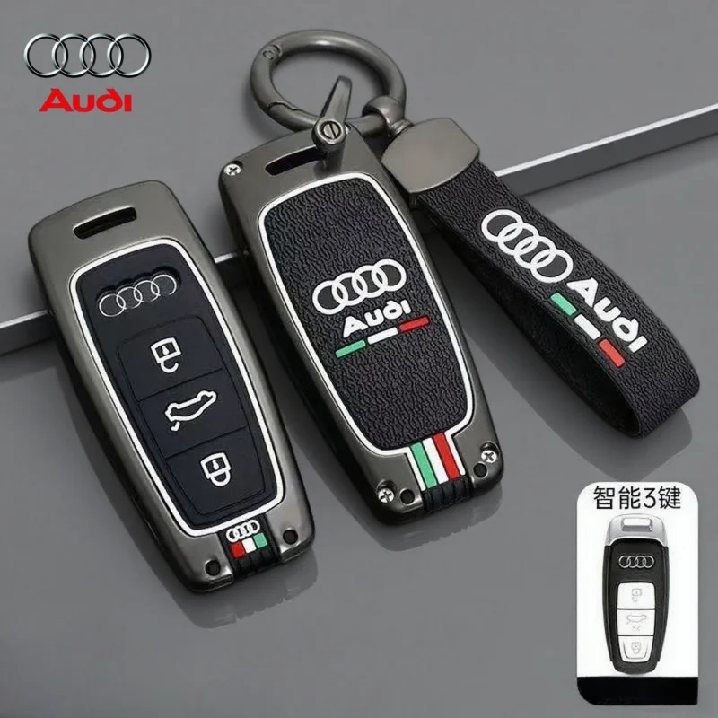 

For Audi 4K A8 E-tron Q5 Q7 Q8 C8 D5 SQ8 R8 A1 A3 A4 A6 A7 Luminous Zinc Alloy Car Remote Key Case Cover Protector Shell Keyless