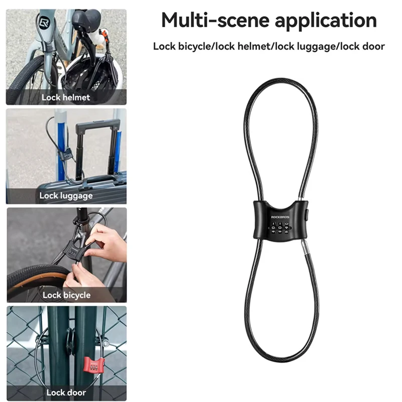 

Bicycle Hickened Steel Cable Lock Bicycle Anti-Theft Password Lock Multifunctional 3Digit Password Helmet Lock Anti-theft Lock