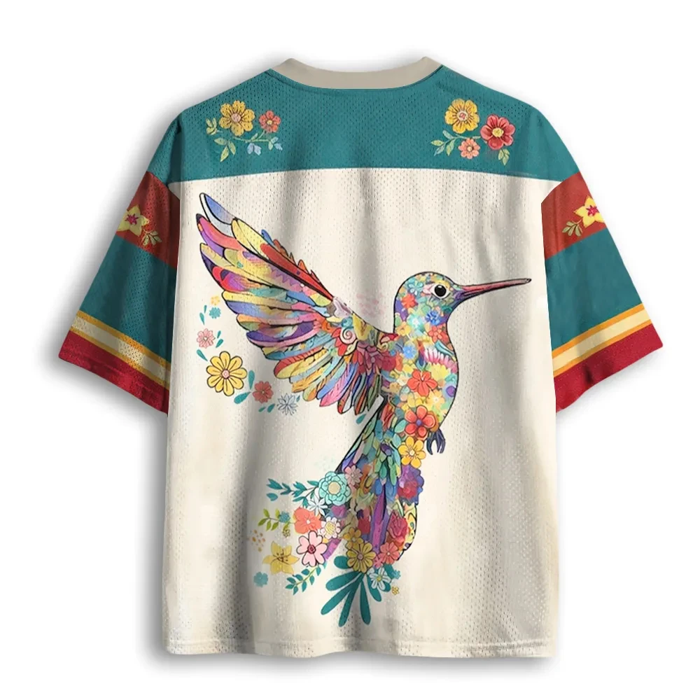 2026 Sommer Mode Blumen- und Kolibri-3D-Druck Schnelltrocknendes Atmungsaktives T-Shirt Lässiges Lockeres V-Ausschnitt Eltern-Kind-T-Shirt – Detail 7