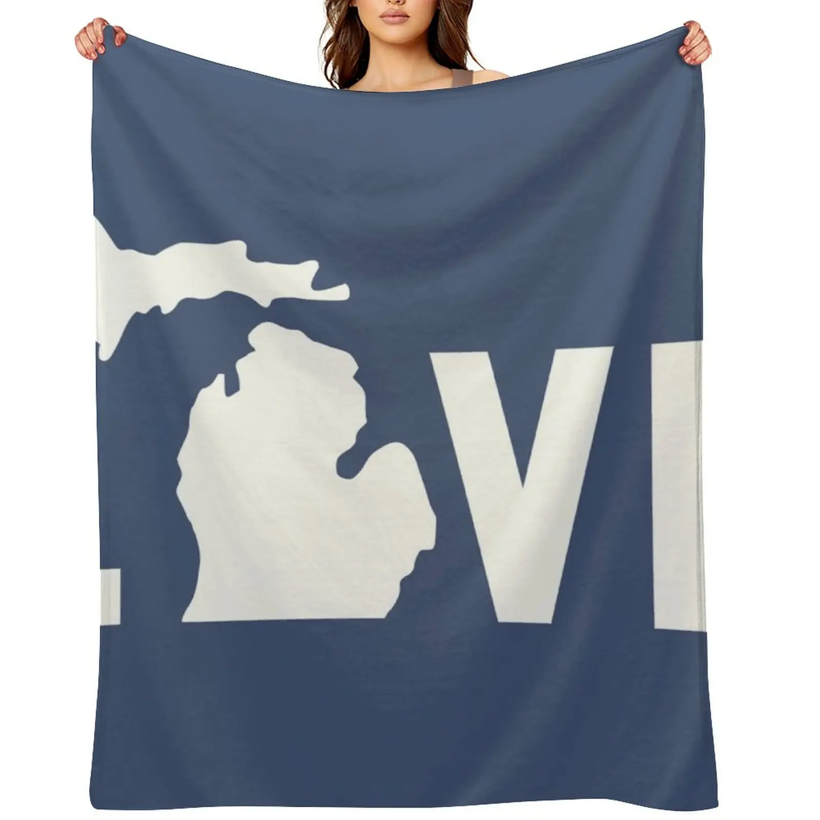 

Michigan Love - All White Throw Blanket Luxury Plaid on the sofa Blankets For Bed Blankets