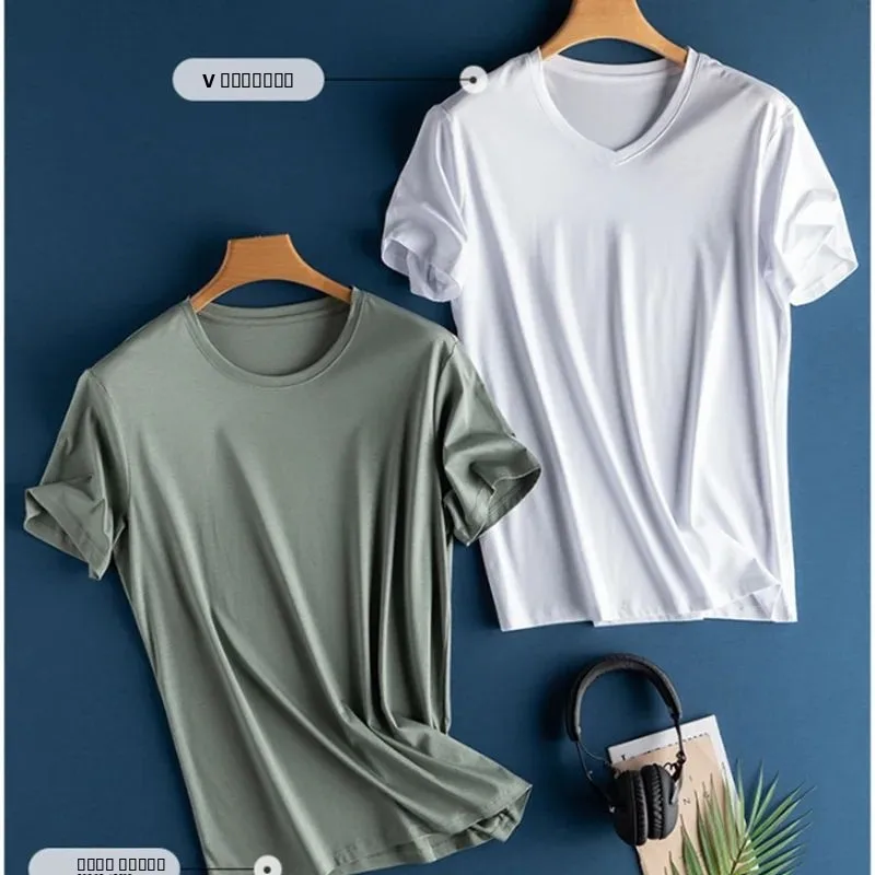 Luxury Basic Plain White irt Men's Summer Top Special Wide Fit f High Collar Youth Faion Workwear No Brand Registered