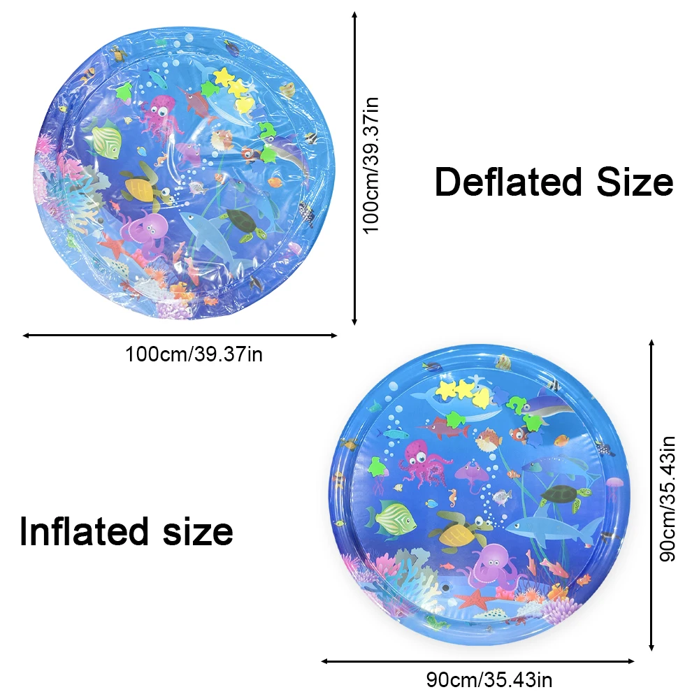 1pc Sea World Inflatable PVC Playing Mat 100cm/39.37inch Baby Play Water Mat Toddler Pad Kids Early Education Activity Toys Mat